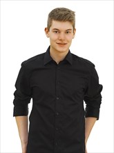 Teenager wearing a black shirt