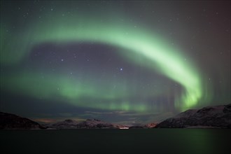 Northern Lights over the Grotfjord in winter