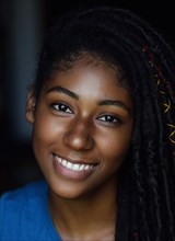 Portrait of young black woman with dreadlocks