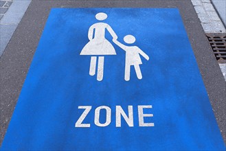 Sign pedestrian zone on the street