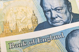 Portrait of Sir Winston Churchill on Bank of England Five pound note