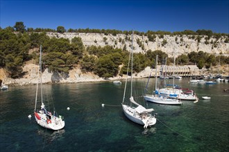 Sailboats in the harbour of Calanque de Port Miou
