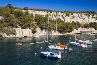 Sailboats in the harbour of Calanque de Port Miou