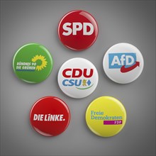 Buttons of the parliamentary groups of the German Bundestag 2019