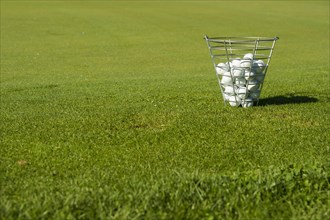 Golf balls on a golf course