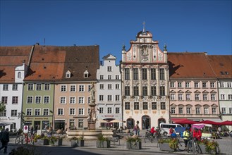 Main square and town hall in the historic old town in Landsberg am Lech