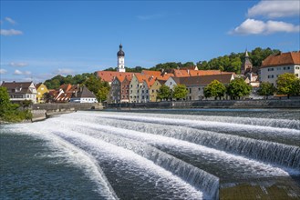 Lech weir with the historic old town of Landsberg am Lech