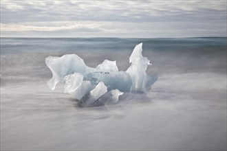 Small glacier icebergs in the surf