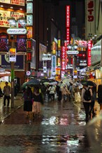 People in rain in pedestrian zone