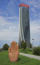 Generali Tower or Torre Generali or Lo Storto by architect Zara Hadid and part of the artwork Hand and Foot for Milan by Judith Hopf