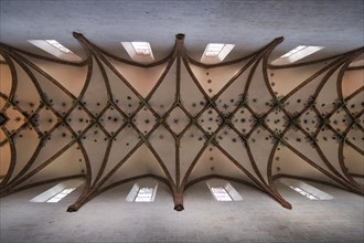 Interior photo of the ceiling vault in the nave of the monastery church