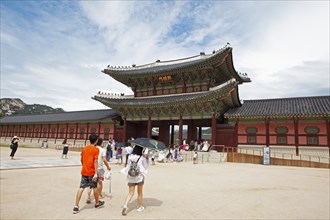 Visitors in the Royal Palace Gyeongbokgung