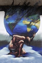 Mythological figure Atlas carries the globe