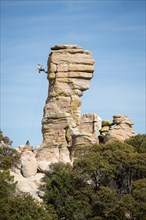 Climber on rock formation