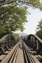 Railtrack at the river Kwai bridge in Kanchanaburi