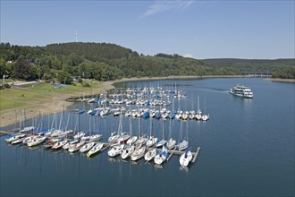 Marina and excursion ship at Lake Bigge near Sondern