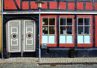 Door and windows in a old house facade in Nyborg