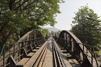 Railtrack at the river Kwai bridge in Kanchanaburi