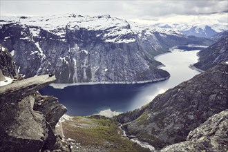 View from Trolltunga over fjord landscape