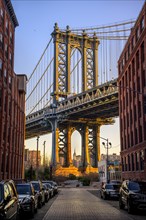 View from Main Street to Manhattan Bridge and Empire State Building