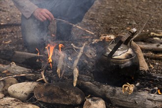 Coffee kettle on the campfire