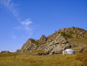 Yurt under rocks in Gorchi Terelj National Park