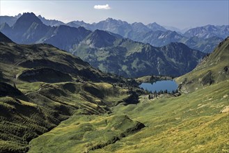 View of Lake Seealpsee and Allgau Alps