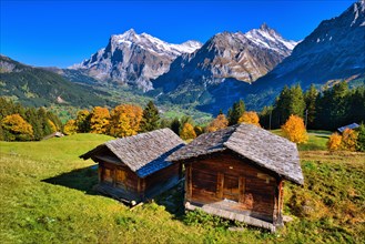 Wooden huts above Grindelwald