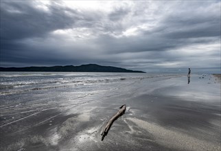 Beach Waikanae Beach with dramatic clouds