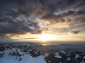 Sunset and clouds on a spring day on the Santis