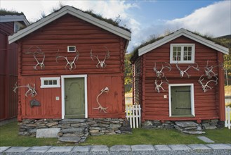 Huts with reindeer antlers