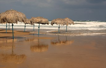 Sunshades at the beach of Georgioupolis