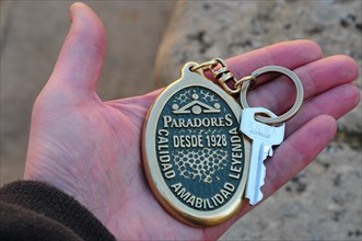 Hotel key, Parador, Alcañiz, Teruel Province, Spain