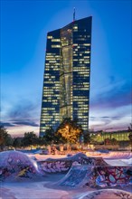Illuminated European Central Bank ECB