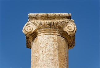 Close-up of column capital at Oval Plaza