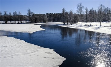Open water in frozen lake