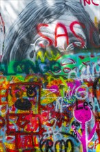 Colourful graffiti on the John Lennon Wall