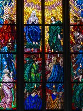 Stained-glass windows with Christian motifs