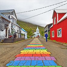 Rainbow trail to the church