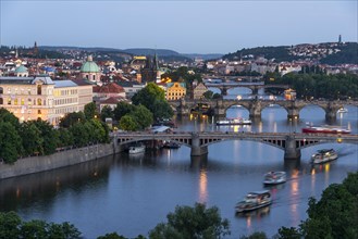 City view with bridges over the Vltava River