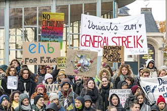 Students with banners at Climate Strike