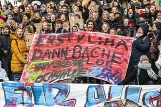 Students with banners at Climate Strike