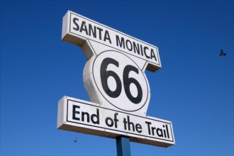 Sign Route 66 on the Santa Monica Pier