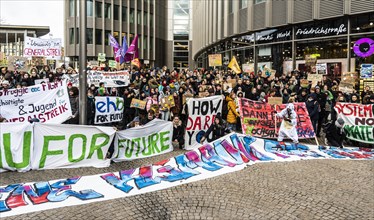 Students with banners at Climate Strike