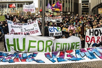 Students with banners at Climate Strike