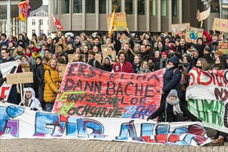 Students with banners at Climate Strike