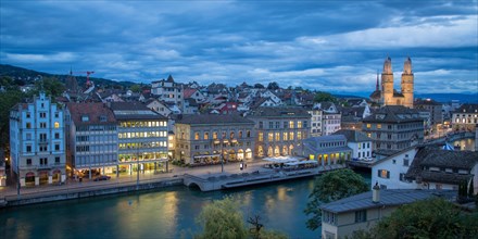 View of the old town at dusk