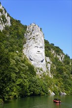 Statue of the Daker King Decebalus on the banks of the Danube