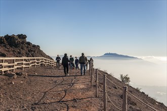 Tourists on top of Volcano Vesuvius