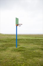 Lonely basketball hoop on the Hallig Langeness